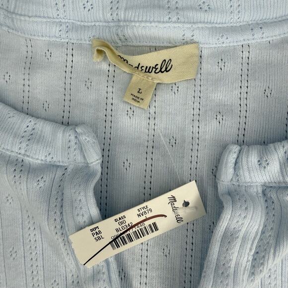 NWT Madewell Pointelle Notch Neck Tee Size L - Picture 5 of 5